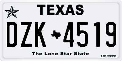 TX license plate DZK4519