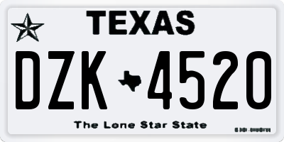 TX license plate DZK4520