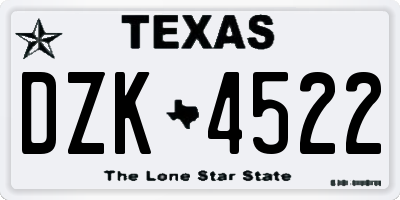 TX license plate DZK4522