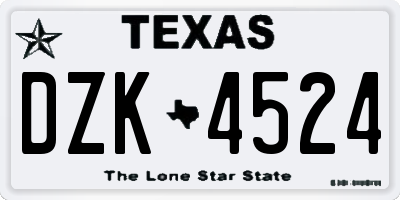 TX license plate DZK4524