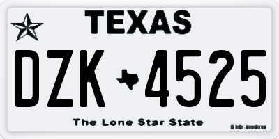 TX license plate DZK4525
