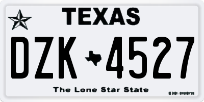 TX license plate DZK4527
