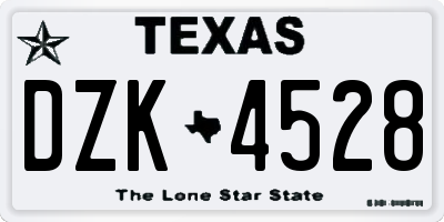 TX license plate DZK4528