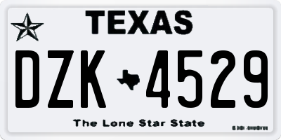 TX license plate DZK4529