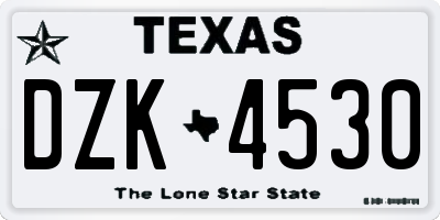 TX license plate DZK4530