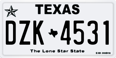 TX license plate DZK4531