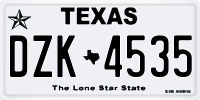 TX license plate DZK4535