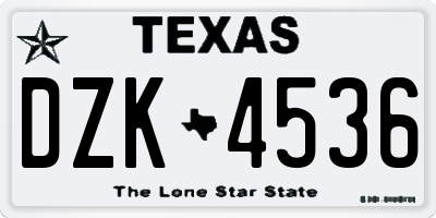 TX license plate DZK4536
