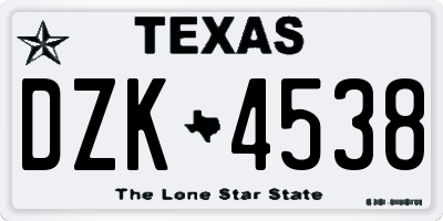 TX license plate DZK4538