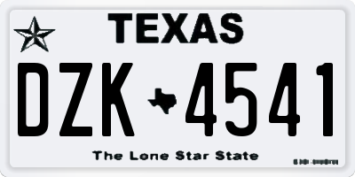 TX license plate DZK4541