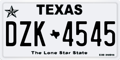 TX license plate DZK4545
