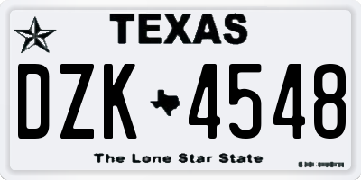TX license plate DZK4548