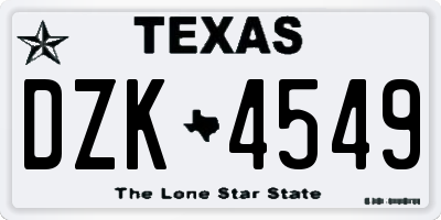 TX license plate DZK4549