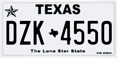 TX license plate DZK4550