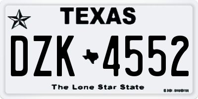 TX license plate DZK4552
