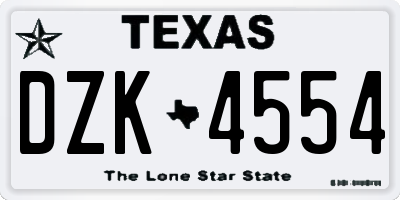 TX license plate DZK4554