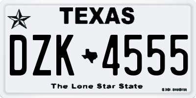 TX license plate DZK4555