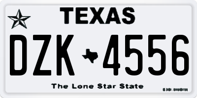 TX license plate DZK4556