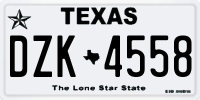 TX license plate DZK4558