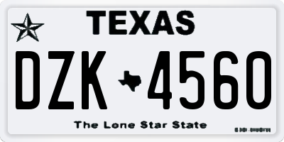TX license plate DZK4560