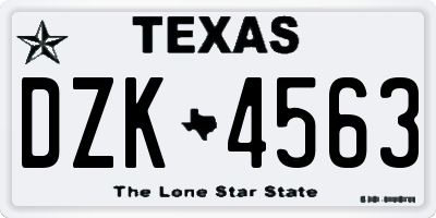 TX license plate DZK4563