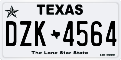 TX license plate DZK4564