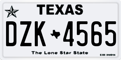 TX license plate DZK4565