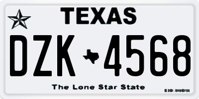 TX license plate DZK4568