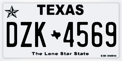 TX license plate DZK4569