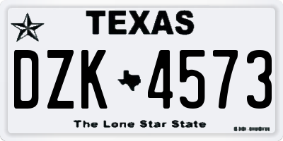 TX license plate DZK4573