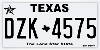TX license plate DZK4575