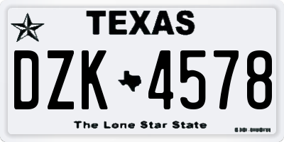 TX license plate DZK4578