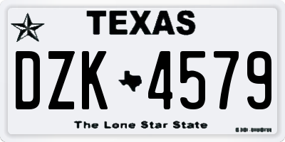 TX license plate DZK4579