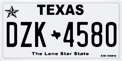 TX license plate DZK4580