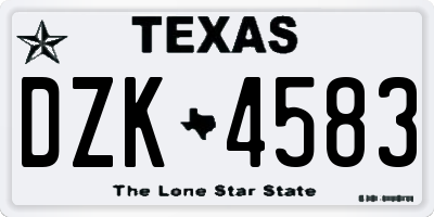TX license plate DZK4583