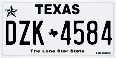 TX license plate DZK4584