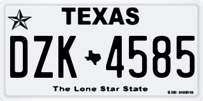 TX license plate DZK4585