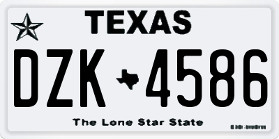 TX license plate DZK4586