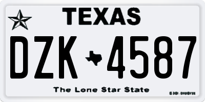 TX license plate DZK4587
