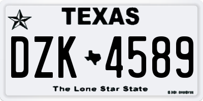 TX license plate DZK4589