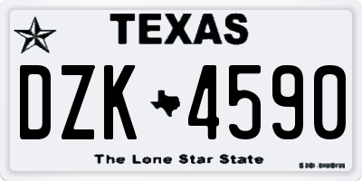 TX license plate DZK4590