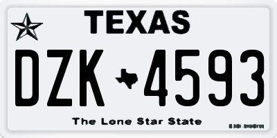 TX license plate DZK4593