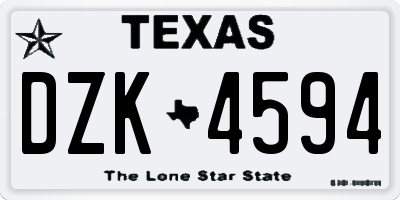 TX license plate DZK4594