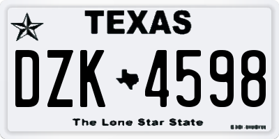 TX license plate DZK4598