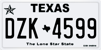 TX license plate DZK4599