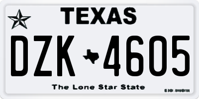 TX license plate DZK4605