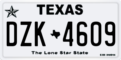 TX license plate DZK4609