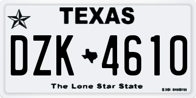 TX license plate DZK4610