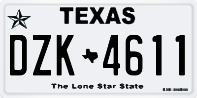 TX license plate DZK4611