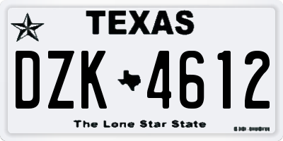 TX license plate DZK4612
